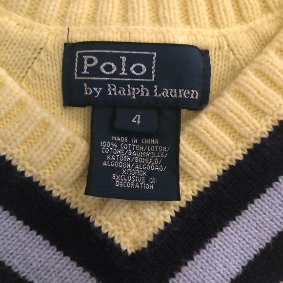 Polo Ralph Lauren-kids- yellow sweater vest-size 4 - Picture 3 of 3